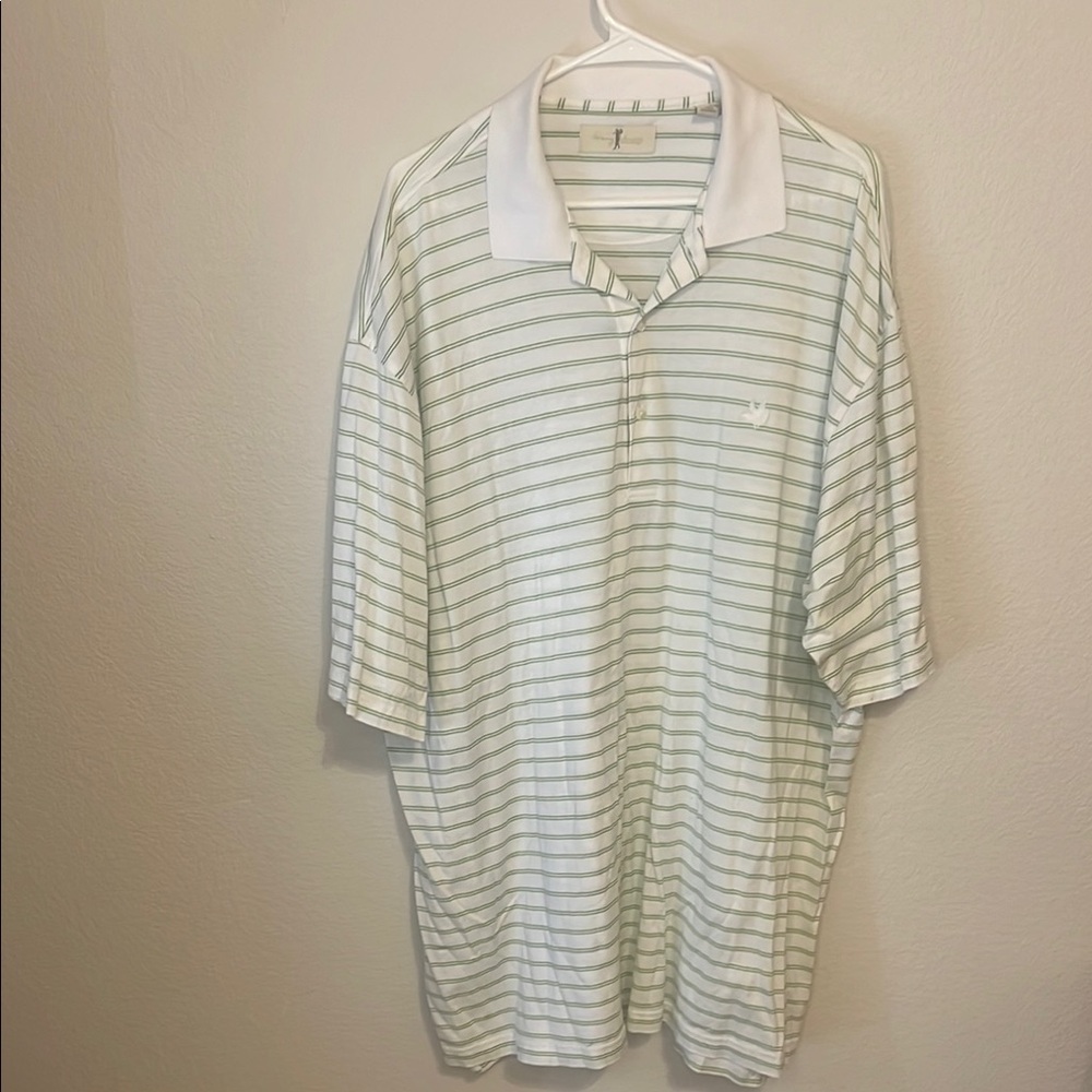 Harry Vardon Golf White and Green Striped Polo Shirt